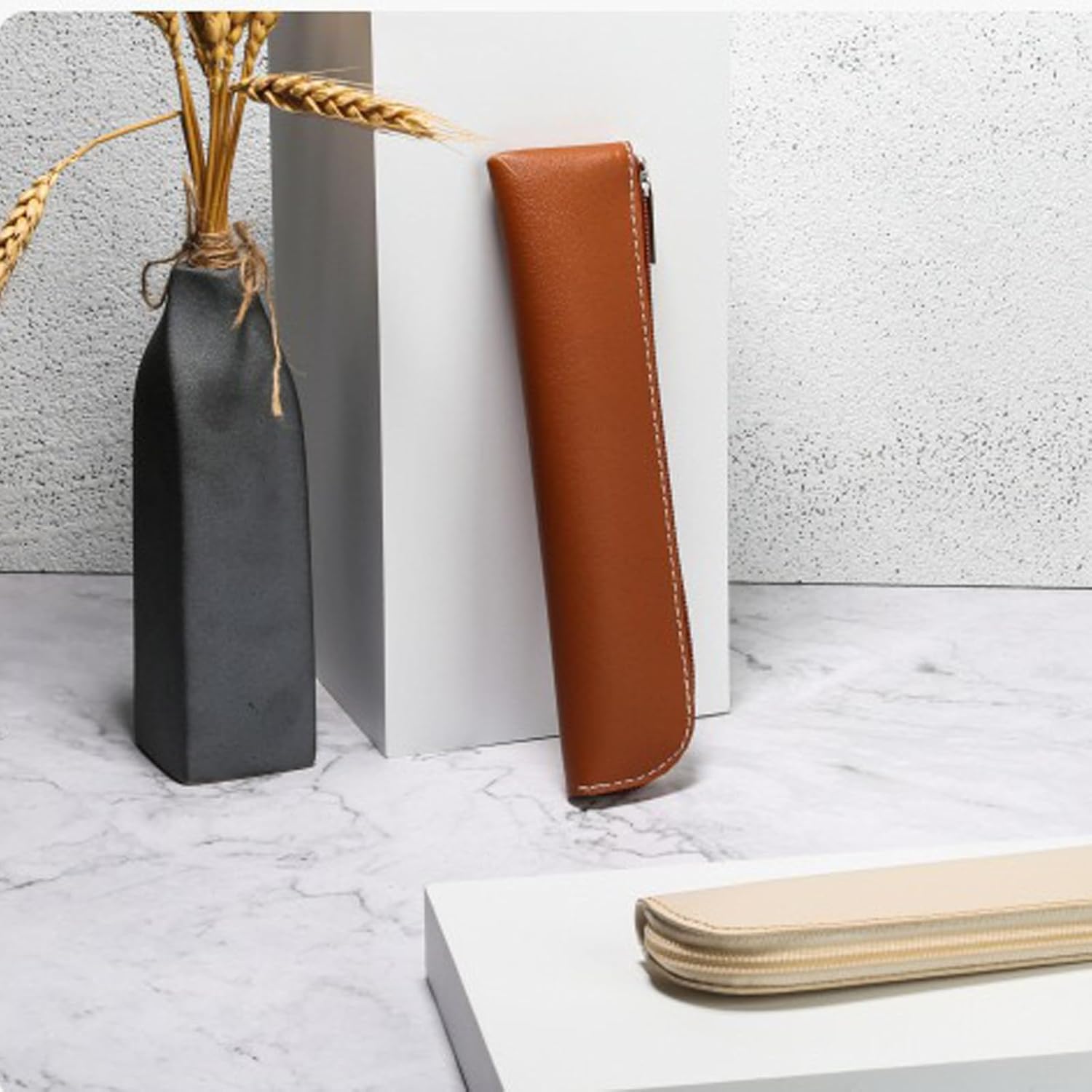Estuche para lápices, estuche de maquillaje cosmético, bolsa de papelería, estuche de piel sintética, bolsa pequeña para lápices, bolsa de papelería