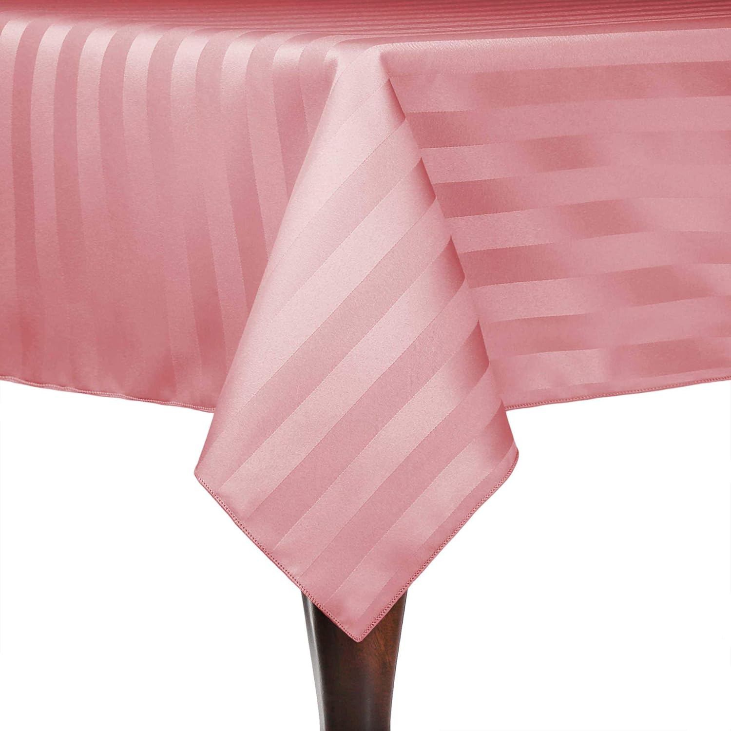 ULTIMATE TEXTILE Mantel rectangular de rayas satinadas, 59.8 x 120.1 in, color rosa polvoriento