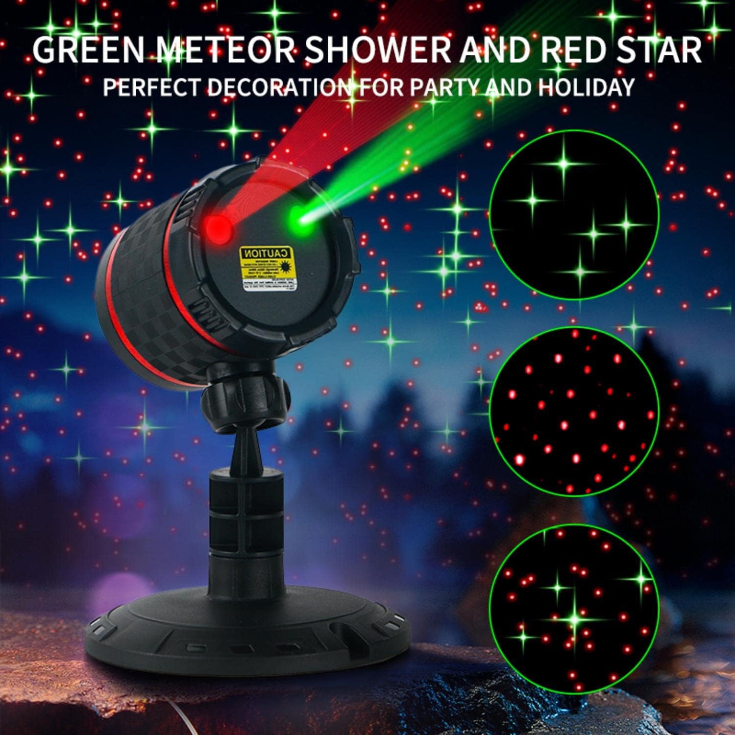 Proyector láser de Navidad, luz de jardín estrellada roja y verde con control remoto para decoración de Navidad, fiesta de Año Nuevo (estrella