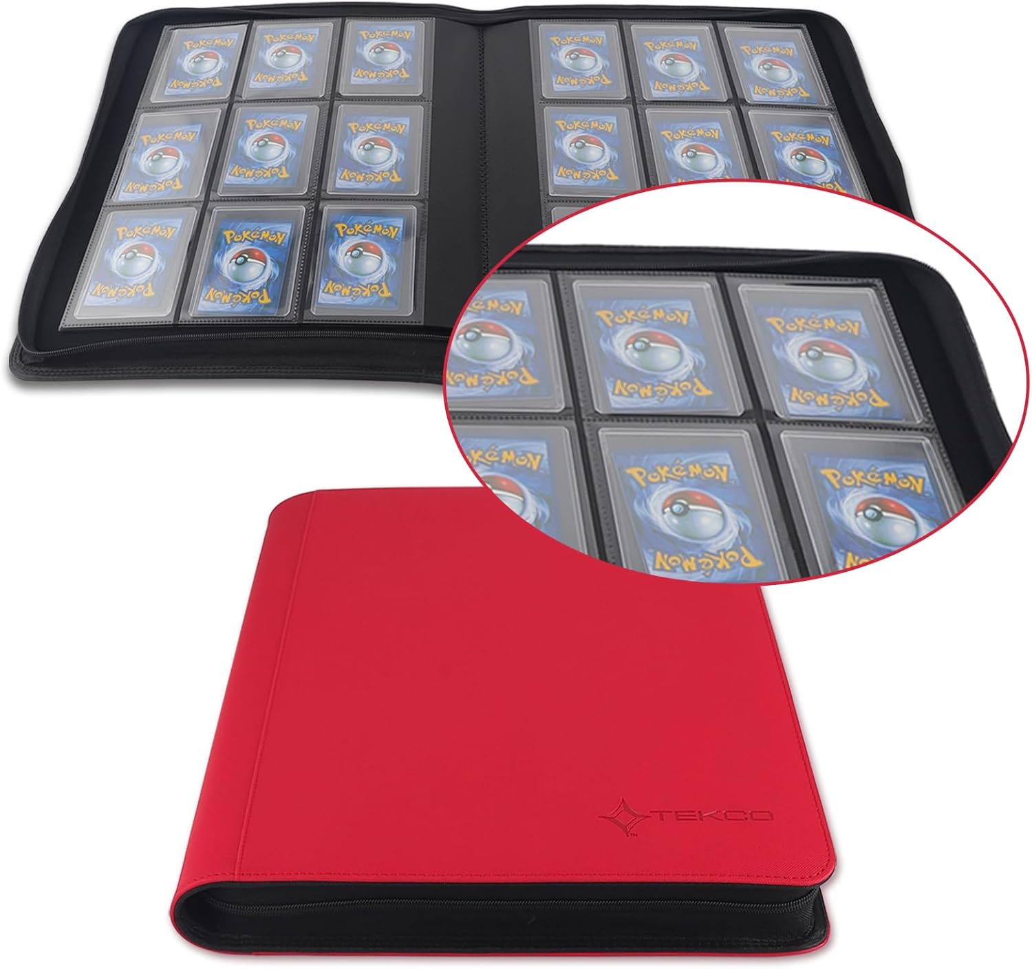 Carpeta con 9 bolsillos  Capacidad para 252 cargadores superiores, 25 cargadores superiores incluidos, bolsillos de doble cara sin anillo, carpeta