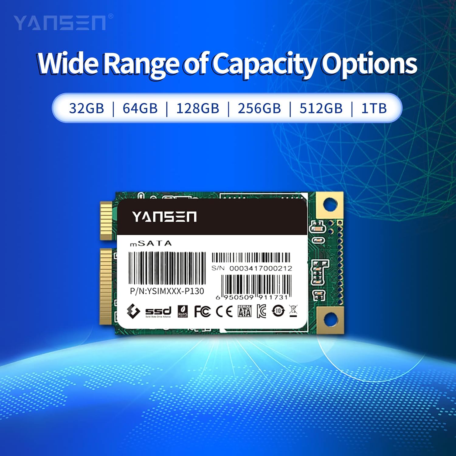 Grado industrial 1TB mSATA SSD, 3D NAND TLC SSD interno con controlador Phison, compatible con caja registradoramáquina