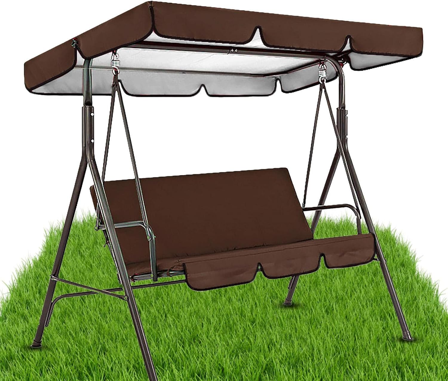 Juego de toldo con funda de cojín de asiento  Funda de cojín para columpio, tela impermeable de 3 asientos, funda de cojín para hamaca de columpio