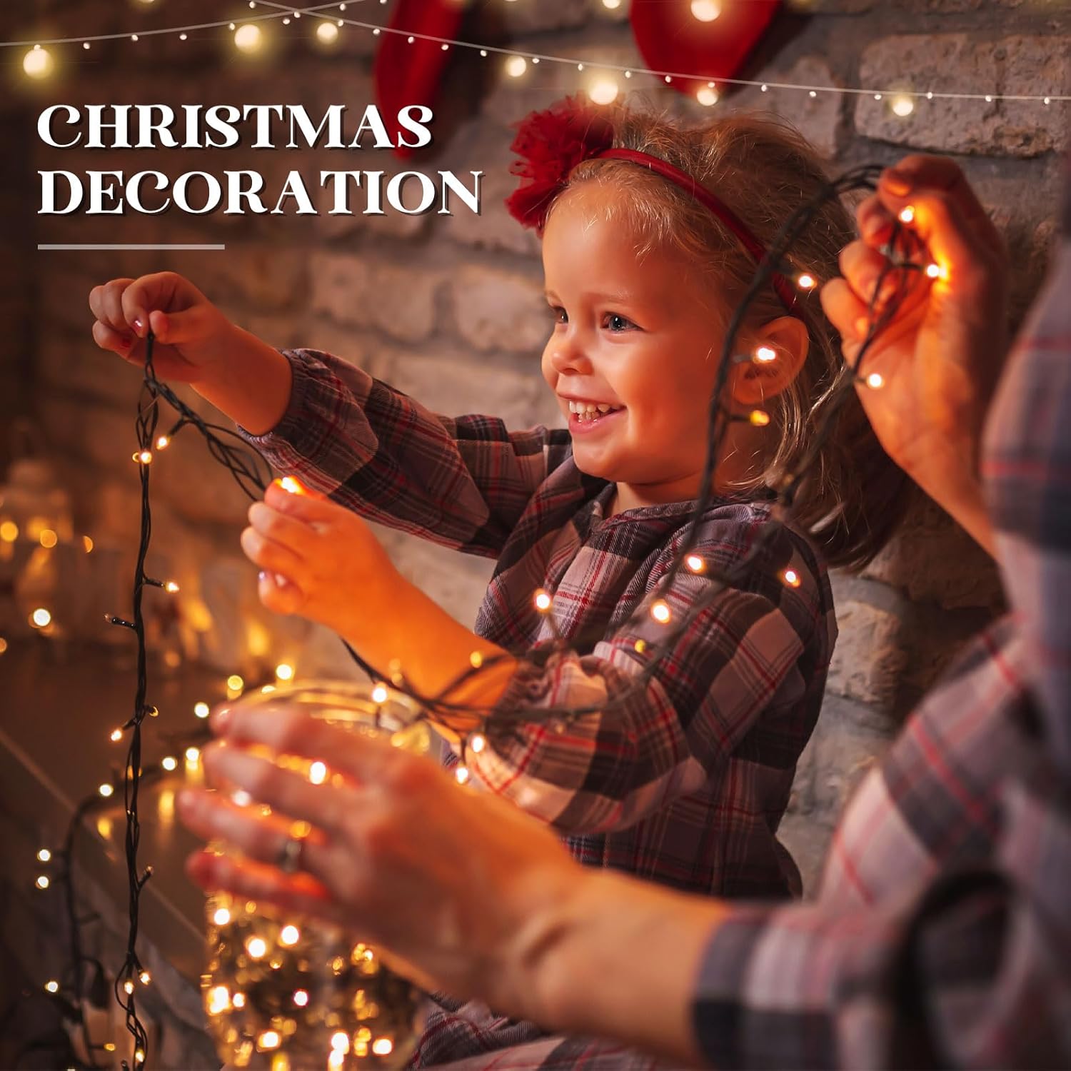 12 luces de Navidad a pilas, 50 LED, 16.5 pies, impermeables, para exteriores, árbol de Navidad, con 8 modos y temporizador, guirnalda de luces LED