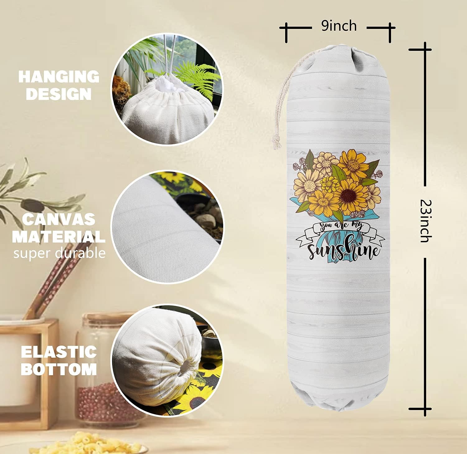 You are My Sunshine, organizador de bolsas de comestibles para bolsas de compras, bolsas de plástico de montaje en pared, dispensadores de