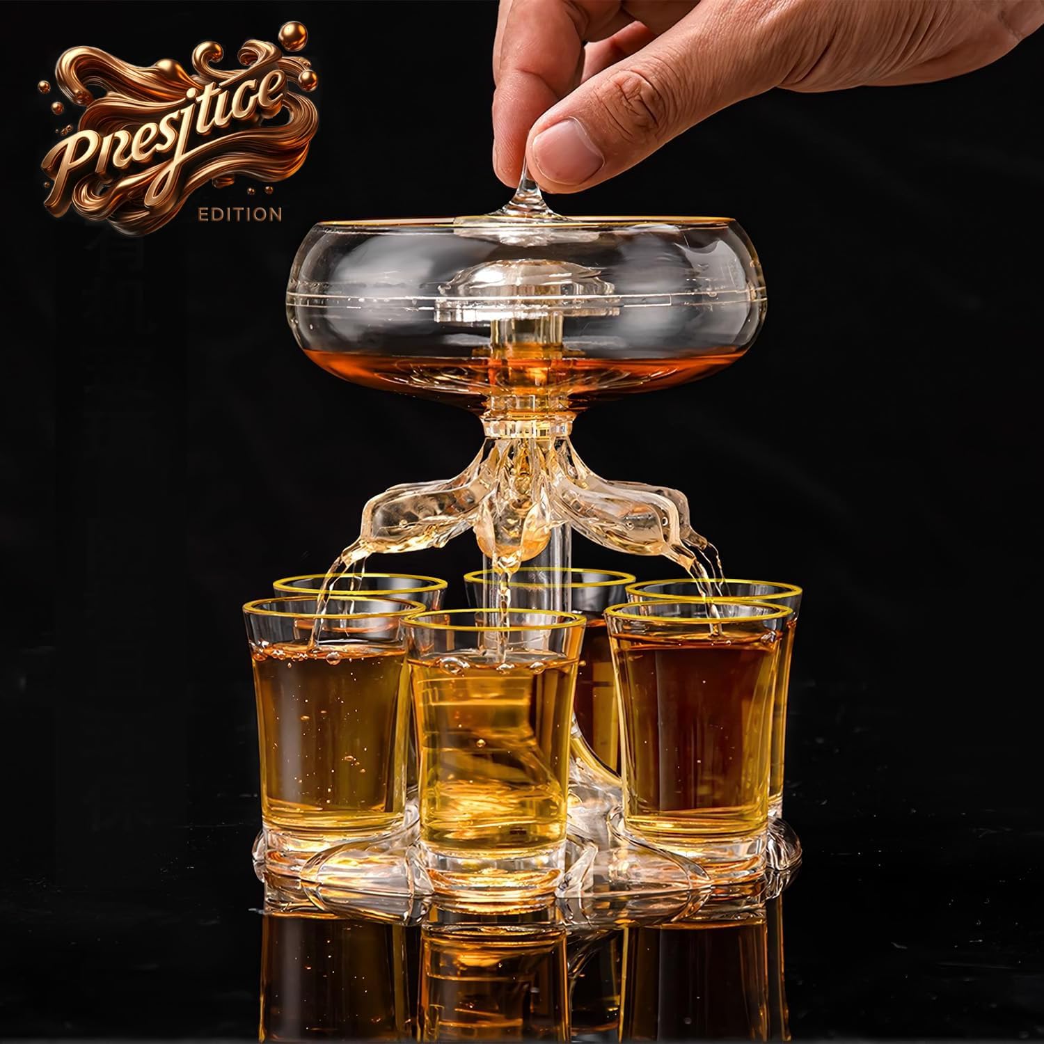 Dispensador de bebidas para fiestas con 6 vasos de chupito, dispensador de licor acrílico sin contacto y soporte para bebidas  Sidra  Cóctel –