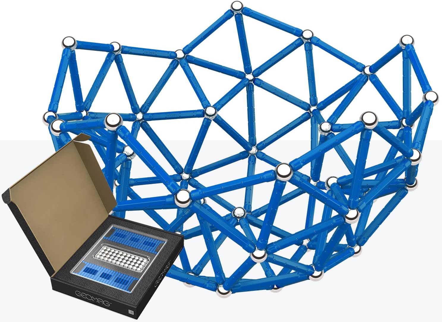 Geomag Juego de 248 varillas magnéticas hechas en Suiza (144 varillas y 104 esferas), construye estructuras mágicas 3D, castillos, cohetes, STEM,