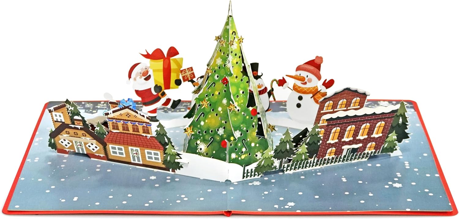 CUTPOPUP – Tarjeta de felicitación de Navidad emergente, 3D de Navidad, Año Nuevo, Navidad (noche de Navidad)