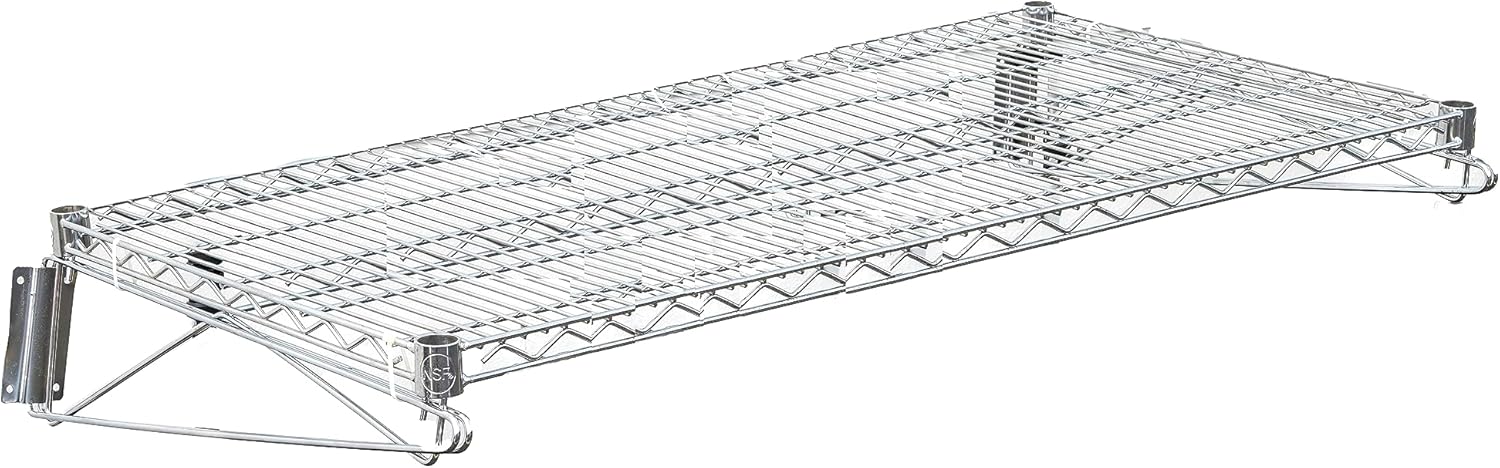 Estante de pared de almacenamiento de alambre cromado resistente (18 x 30 pulgadas)