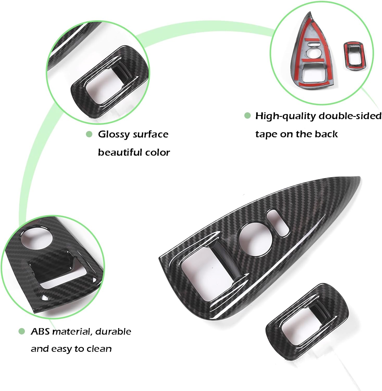 LLKUANG Cubierta de panel de botón de elevación de vidrio para ventana de automóvil, compatible con Chevrolet Corvette C6 2005-2013, accesorios