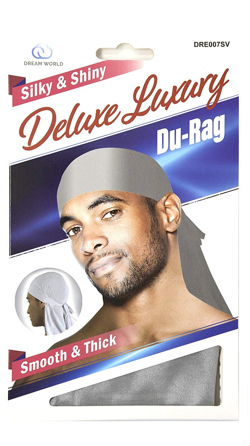 Dream Deluxe Du-Rag Silver – Paquete de 3 unidades, suave y grueso, elástico, sin arrugas, 100% poliéster