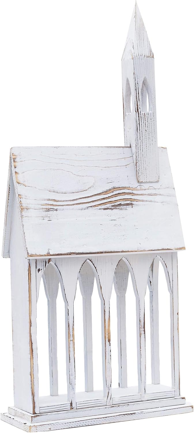 Gallerie II Soporte para tarjetas de iglesia, madera rústica, envejecida, decoración del hogar, decoración para Navidad, vacaciones, día festivo,