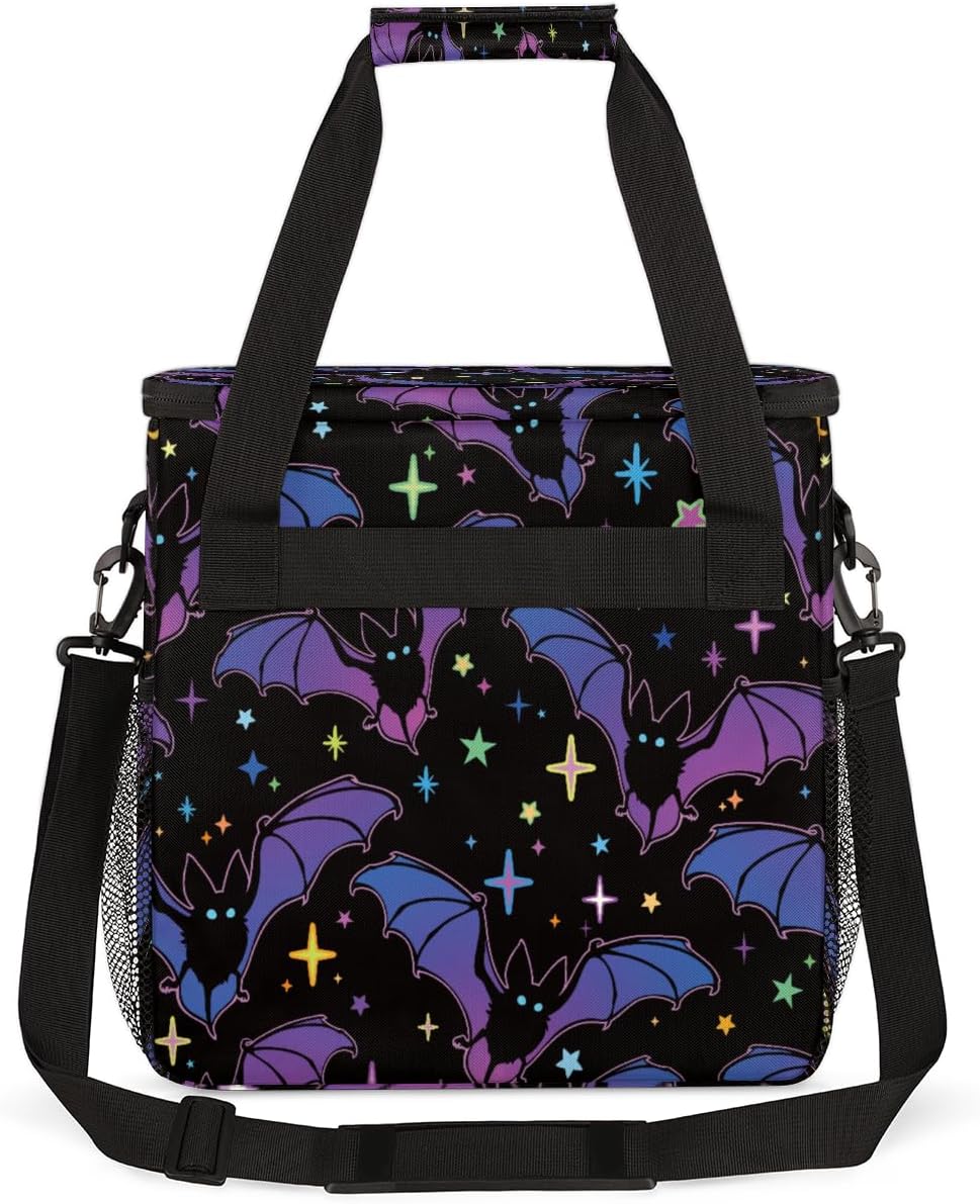 FengQuGou Bolsa de café de murciélago morada para Halloween, bolsa de almacenamiento de viaje con estrella de Halloween, compatible con Keurig