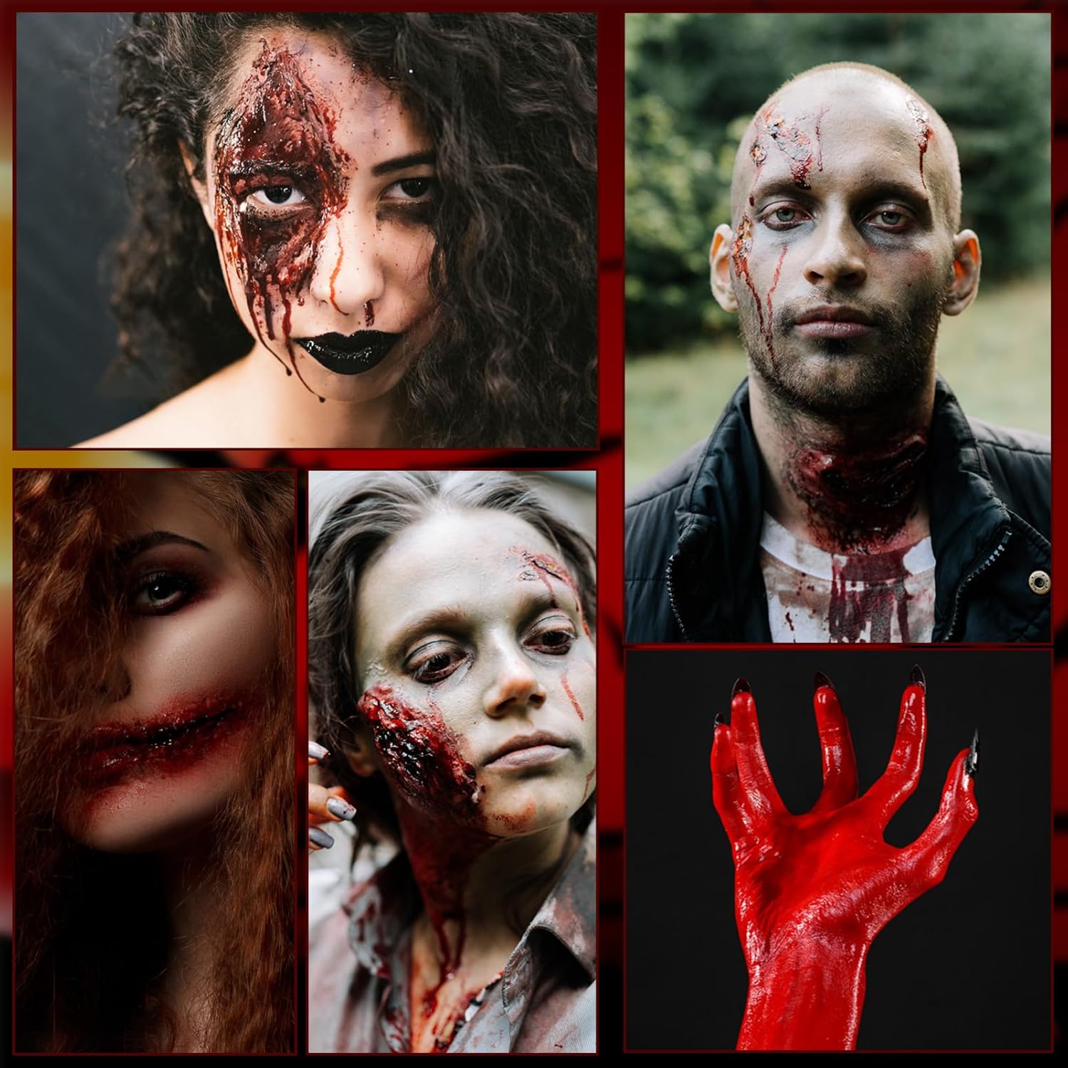 SFX – Kit de maquillaje para Halloween, suministros de maquillaje de efectos especiales  11 piezas con cera de cicatrices, sangre coagulada,