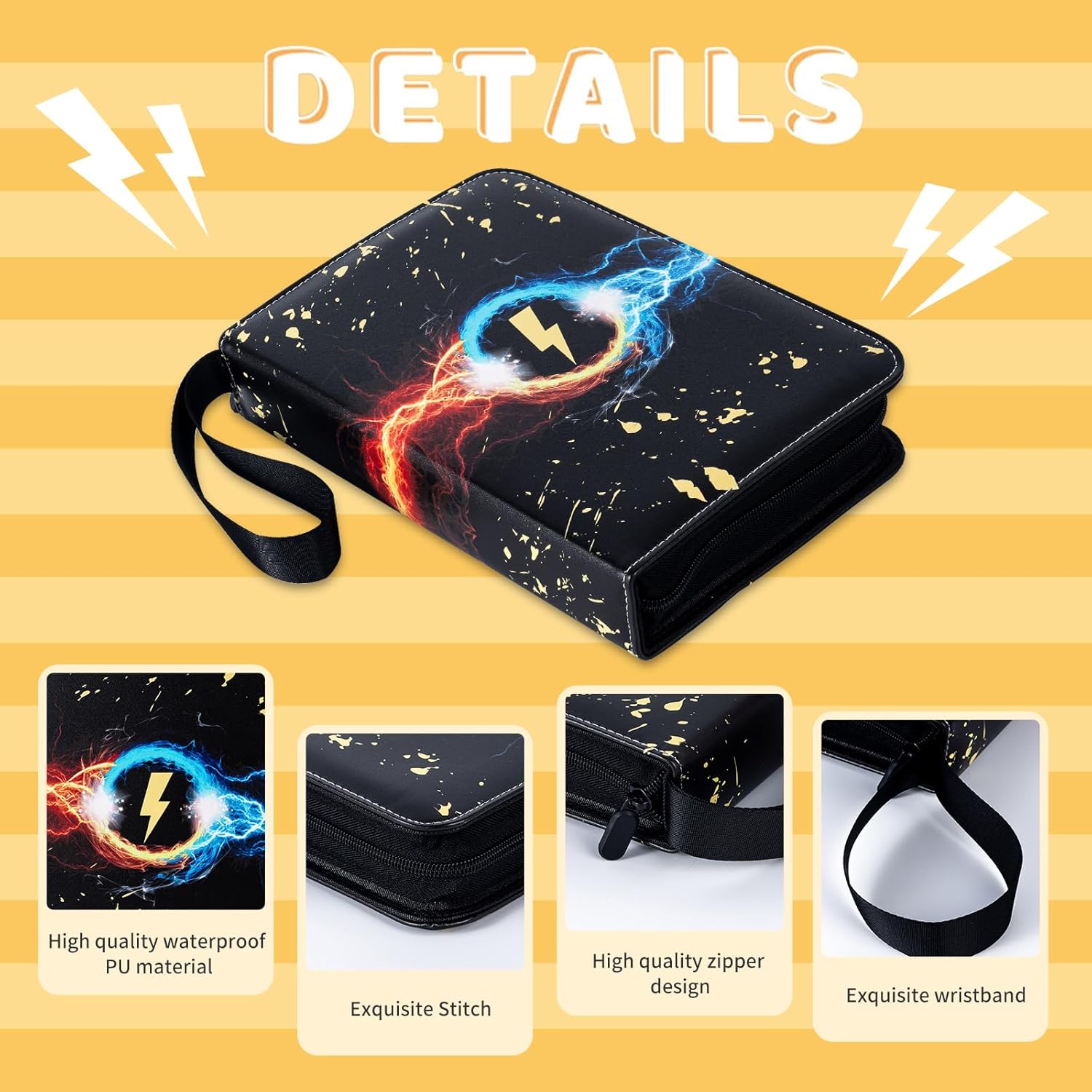 Jravkfi Carpeta de tarjetas de 4 bolsillos, 400 bolsillos con 50 fundas extraíbles para tarjetas de tamaño estándar, carpeta de tarjetas