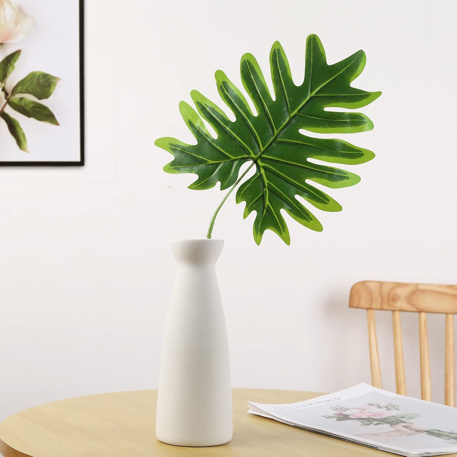 Jarrón de cerámica blanca, jarrón minimalista moderno, jarrón de cerámica blanca de hierba de las pampas, jarrón decorativo moderno, estilo bohemio