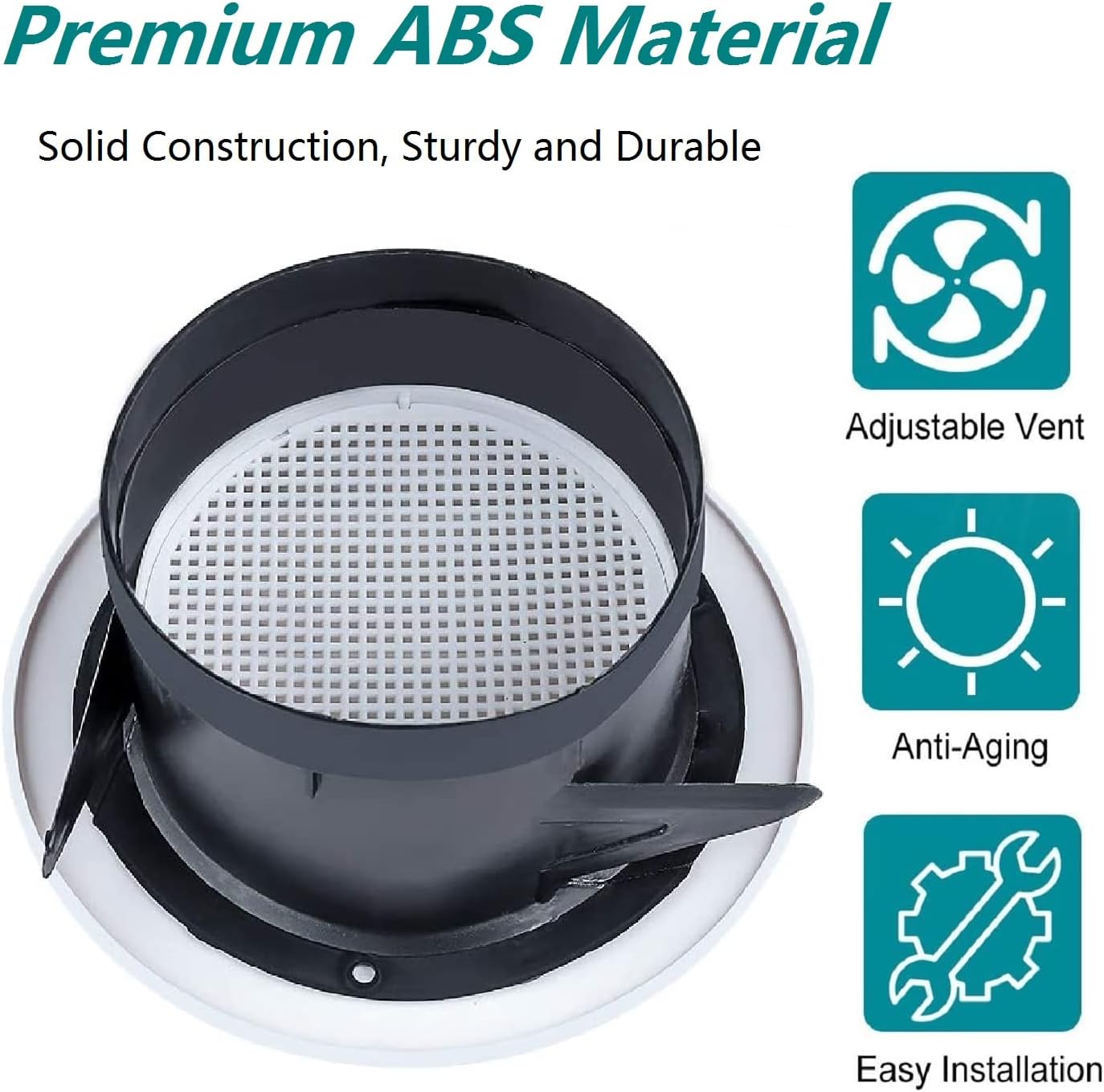 Cubierta de ventilación de aire de 6 pulgadas, cubierta de rejilla redonda de ABS para baño, oficina, hogar, sistema HVAC (ø150 mm)