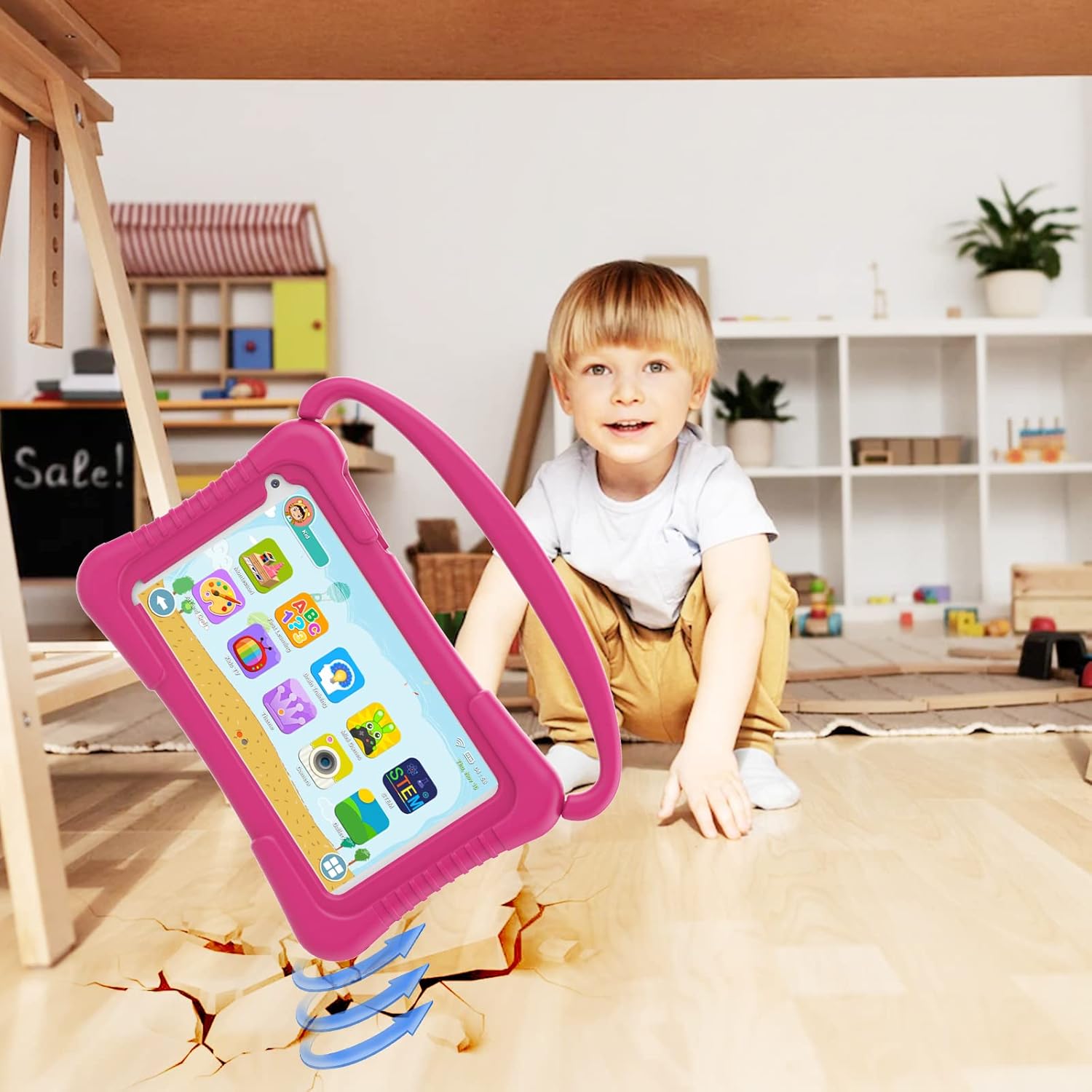 Tableta para niños de 7 pulgadas para niños con WiFi, doble cámara, tableta para niños pequeños de 32 GB, Android 11 con control parental, a prueba