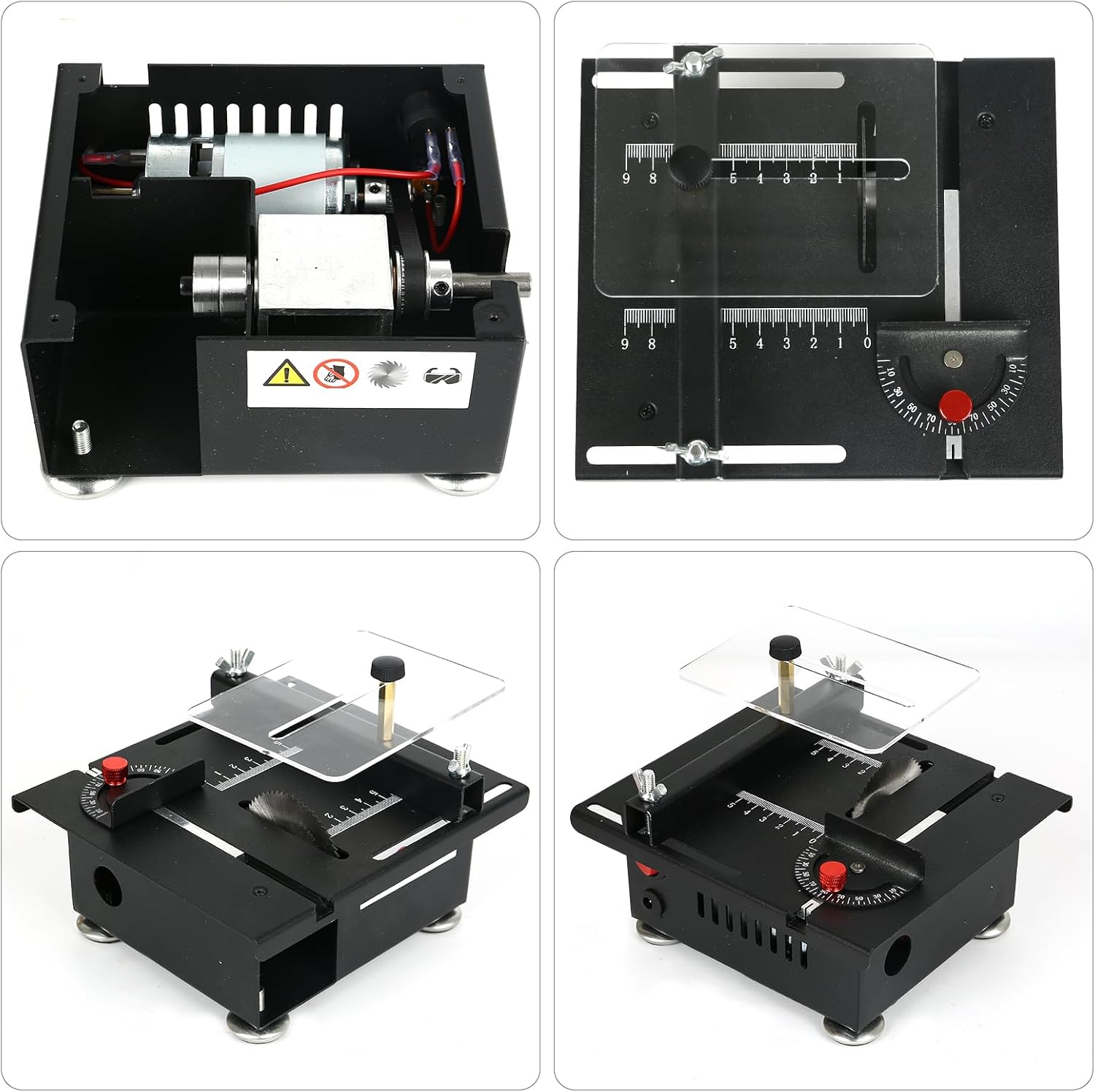 Mini sierra de mesa, sierras de mesa multifuncionales para carpintería de 100 W, ángulo de velocidad de altura ajustable, profundidad de corte de