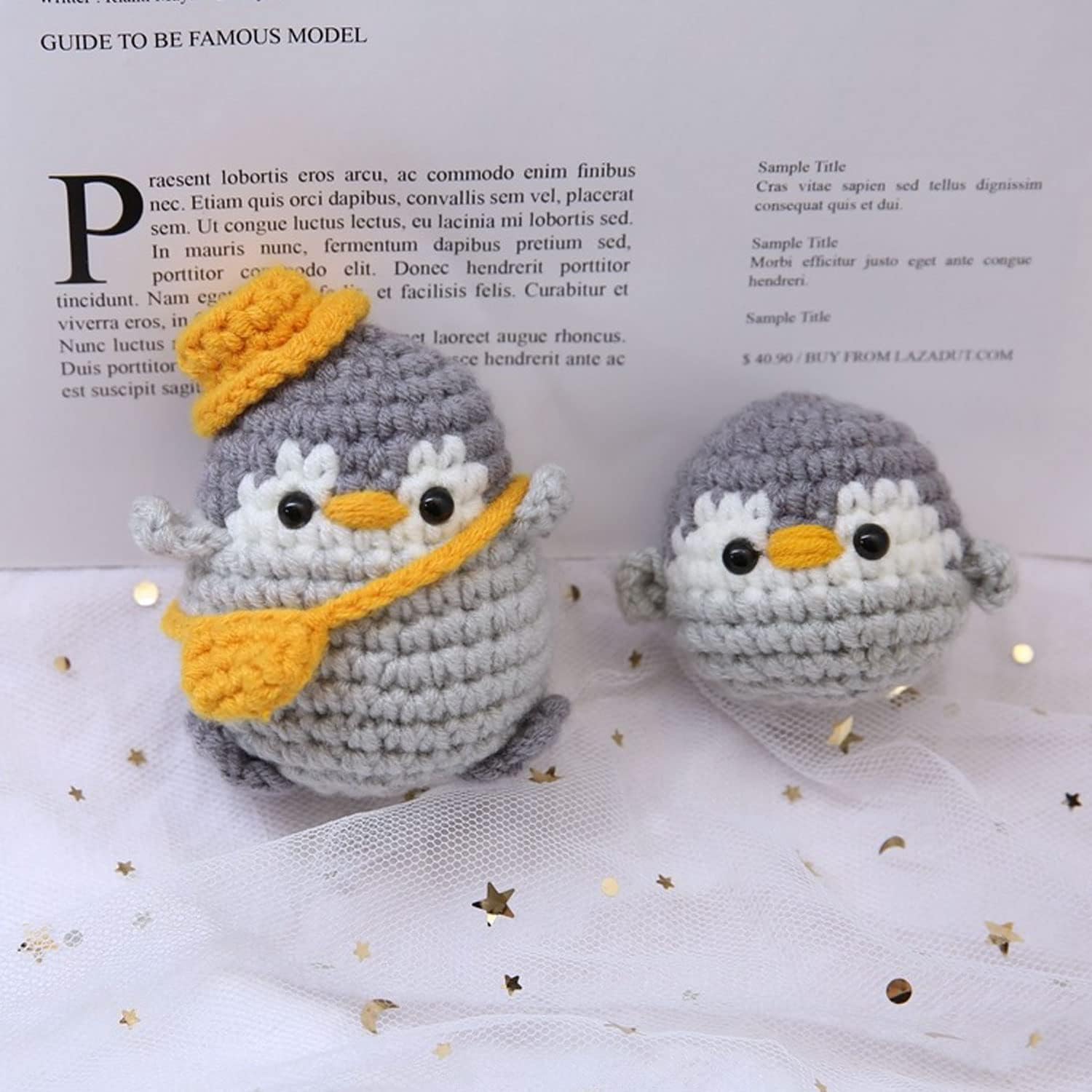 Alshurlife Kits de ganchillo para principiantes, juego de 2 pingüinos kit de punto de ganchillo kit de inicio para principiantes adultos con hilo,