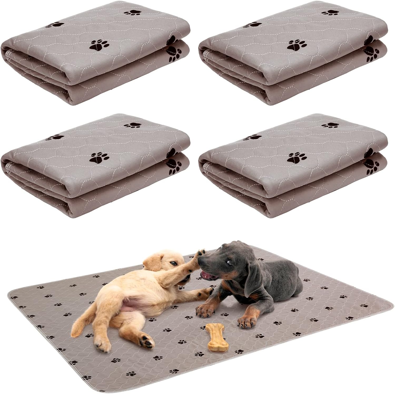 PUPTECK Almohadillas lavables para orina para perros, paquete de 4 unidades, impermeables, reutilizables, almohadillas de entrenamiento para