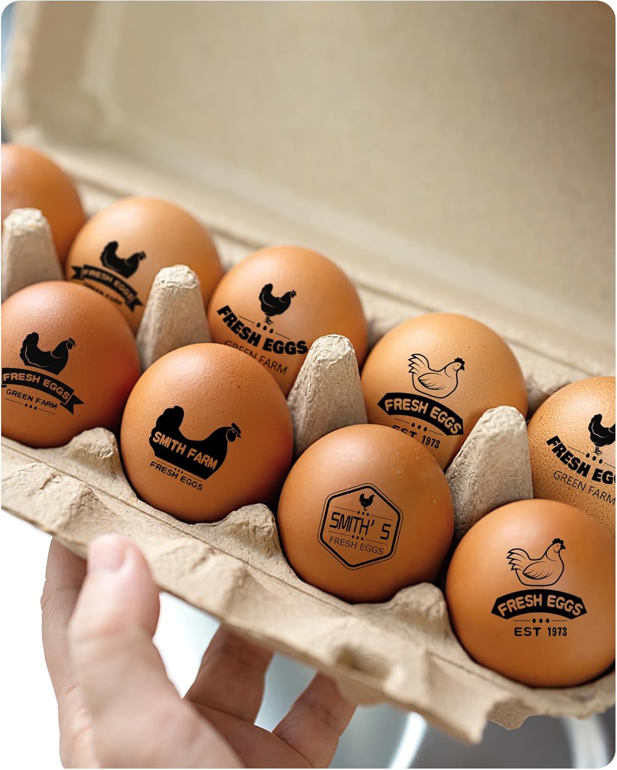 Sellos de huevos personalizados para huevos frescos, sello personalizado de huevo de pollo con nombre del logotipo, sello de huevo personalizado