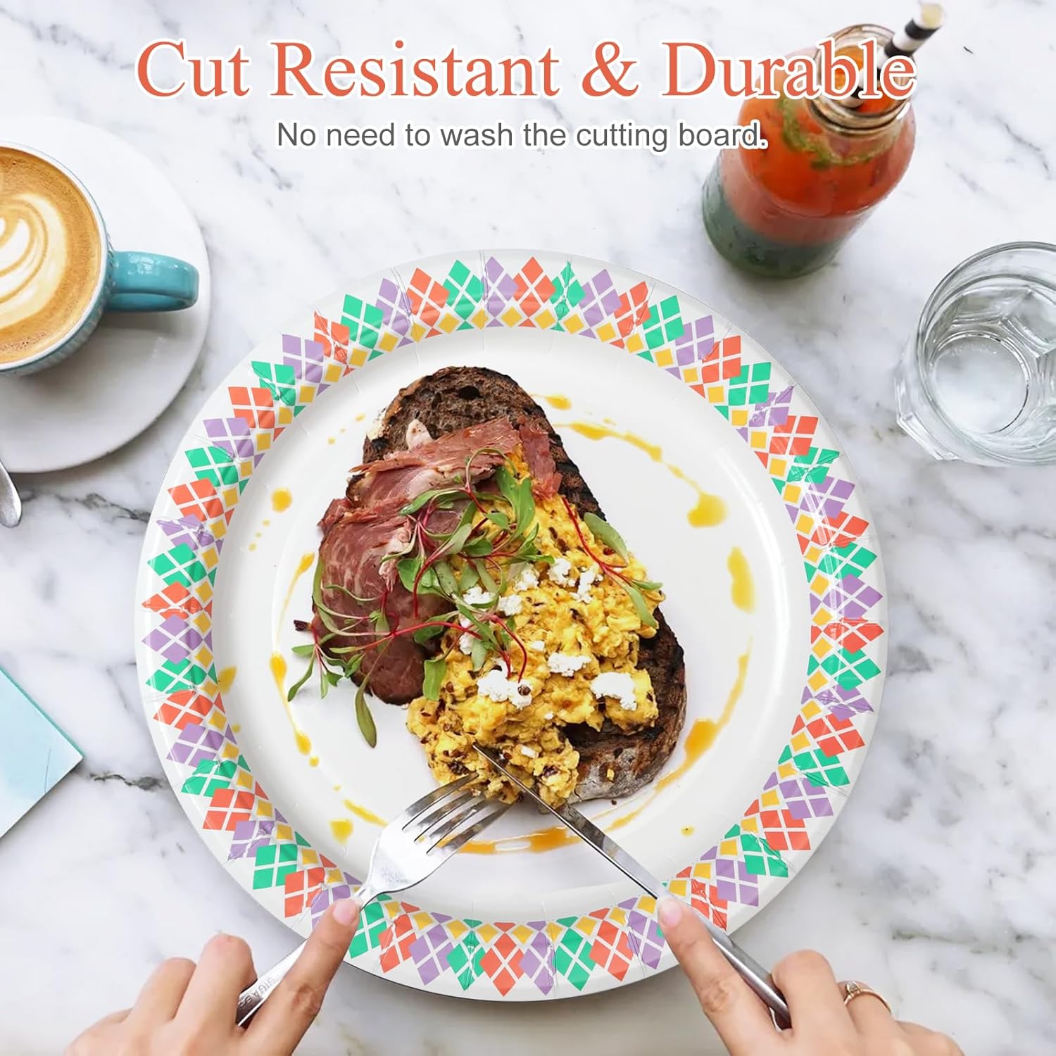 10 inch Paper Plates 100 Count Soak Proof, Cut Proof, Microwave Safe Heavy Duty Printed Disposable Plate for Everyday Use