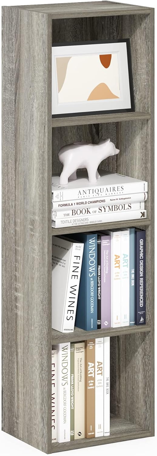 Furinno Luder – Estantería para libros, 4 niveles, cubos, roble francés