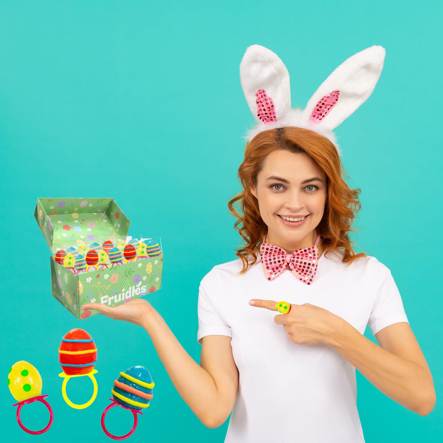 Fruidles Anillos de dulces de huevos de Pascua, caramelos duros, envueltos individualmente (paquete de 24)