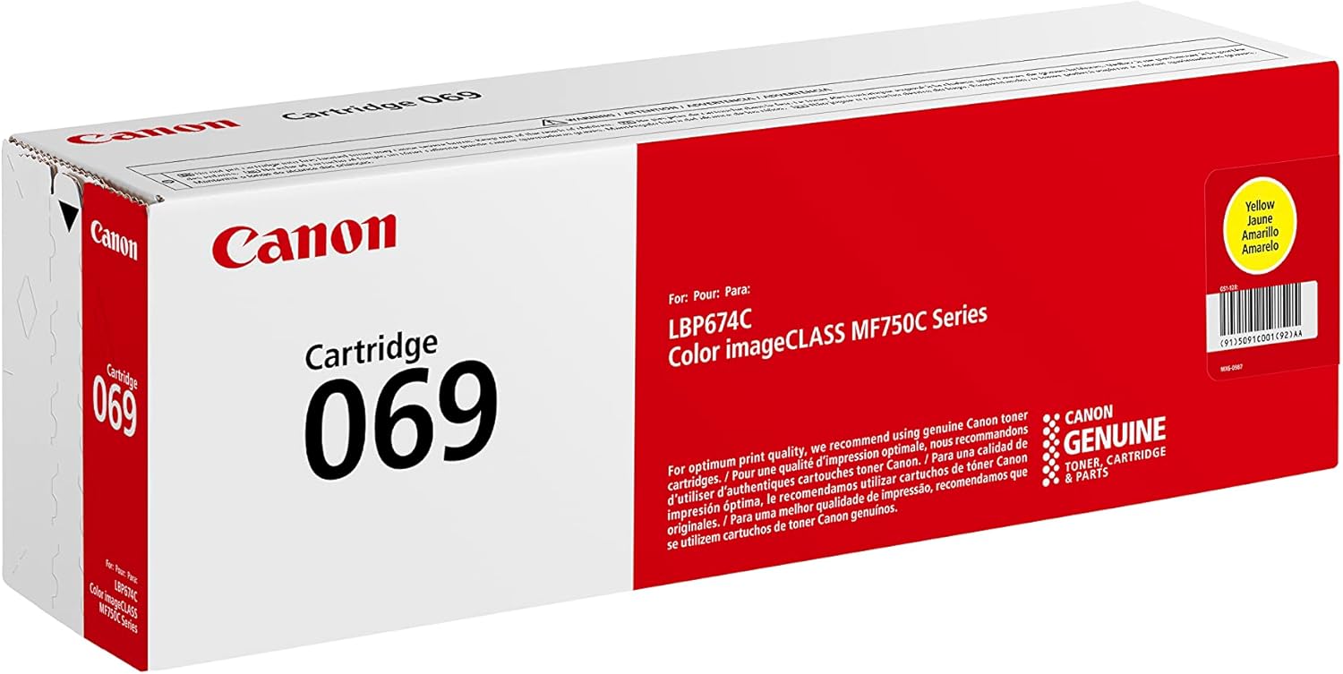 Canon Cartucho de tóner amarillo 069, compatible con impresoras MF753Cdw, MF751Cdw y LBP674Cdw