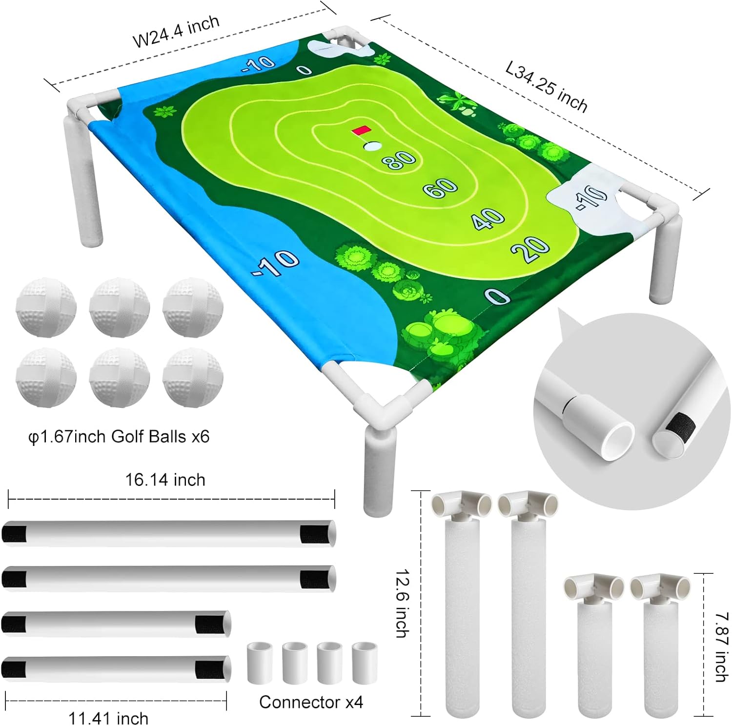 Juego de astillado de golf flotante verde  Juego de astillado de golf de Cornhole de golf Battle Royale con velcro para adultos en interiores y