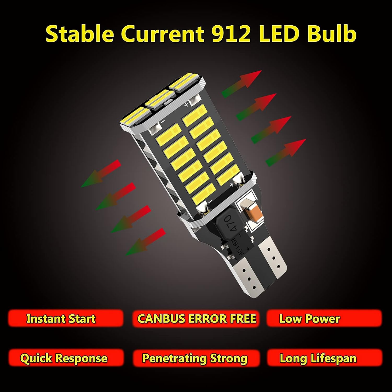Bombilla LED T15 extremadamente brillante 921, 1200 lúmenes, sin polaridad 921, 912, T15, W16W, 30-SMD 4014, chips CANBUS, sin errores, para luces