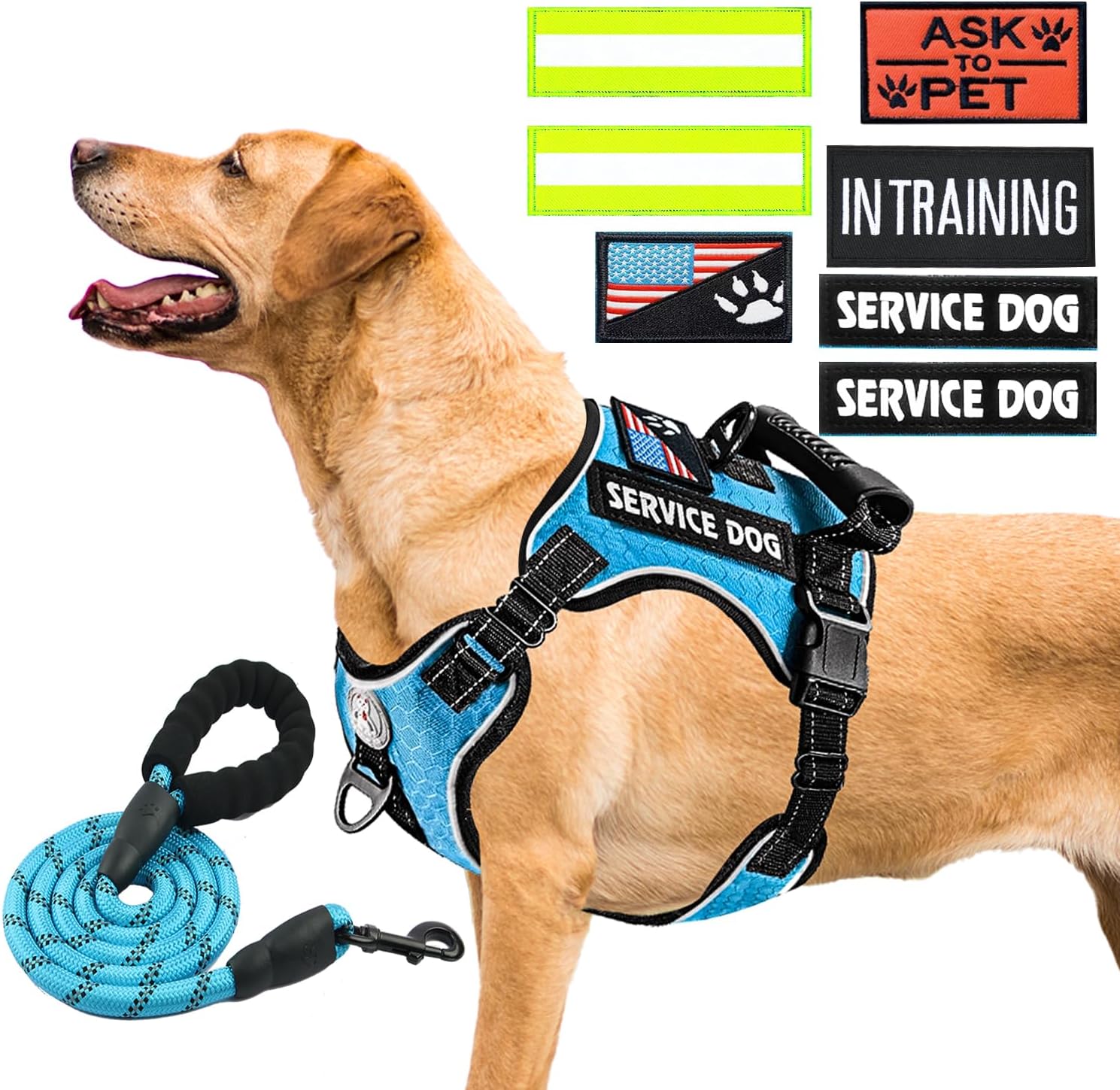Chaleco para perro de servicio, chaleco de entrenamiento para perros grandes, arnés para perros grandes, sin tirones, con asa, ajustable, suave,