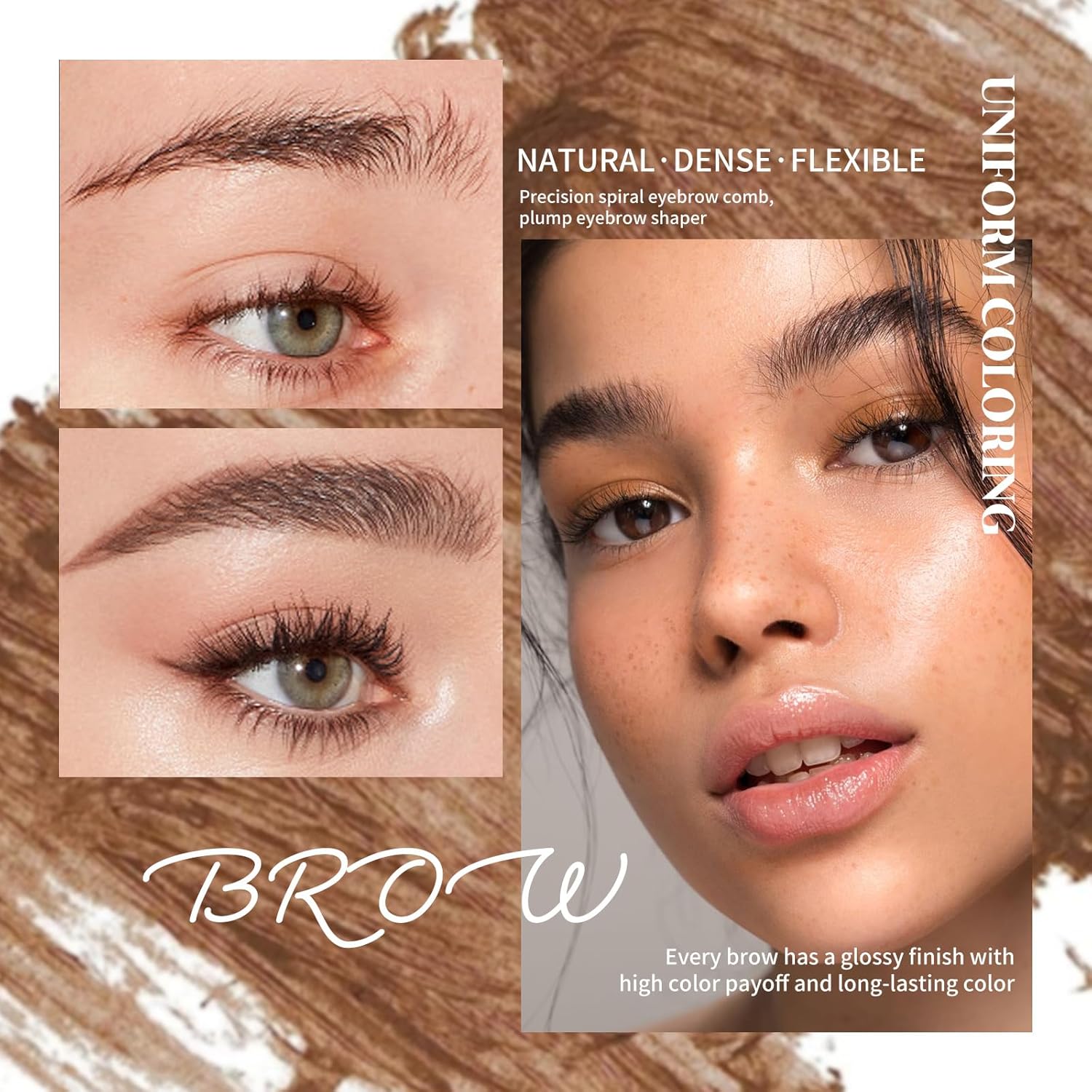 AKARY Gel transparente para cejas impermeable con cepillo, pegamento para cejas instantáneo, cosméticos para levantar cejas, a prueba de sudor,
