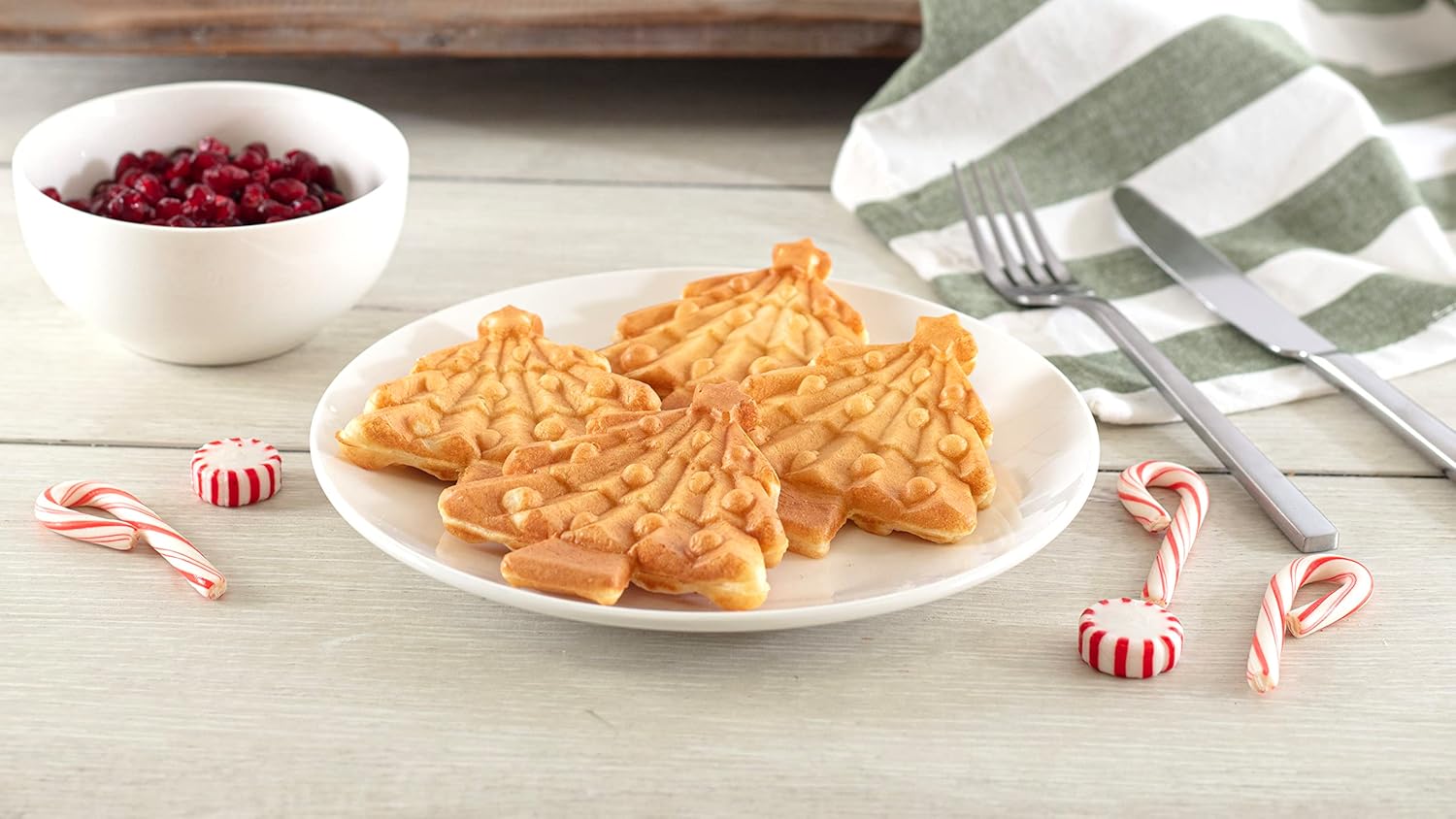 Mini waflera de árbol de Navidad haz que estas vacaciones sean especiales para niños con una bonita plancha de oblea de 4 pulgadas, electrodoméstico