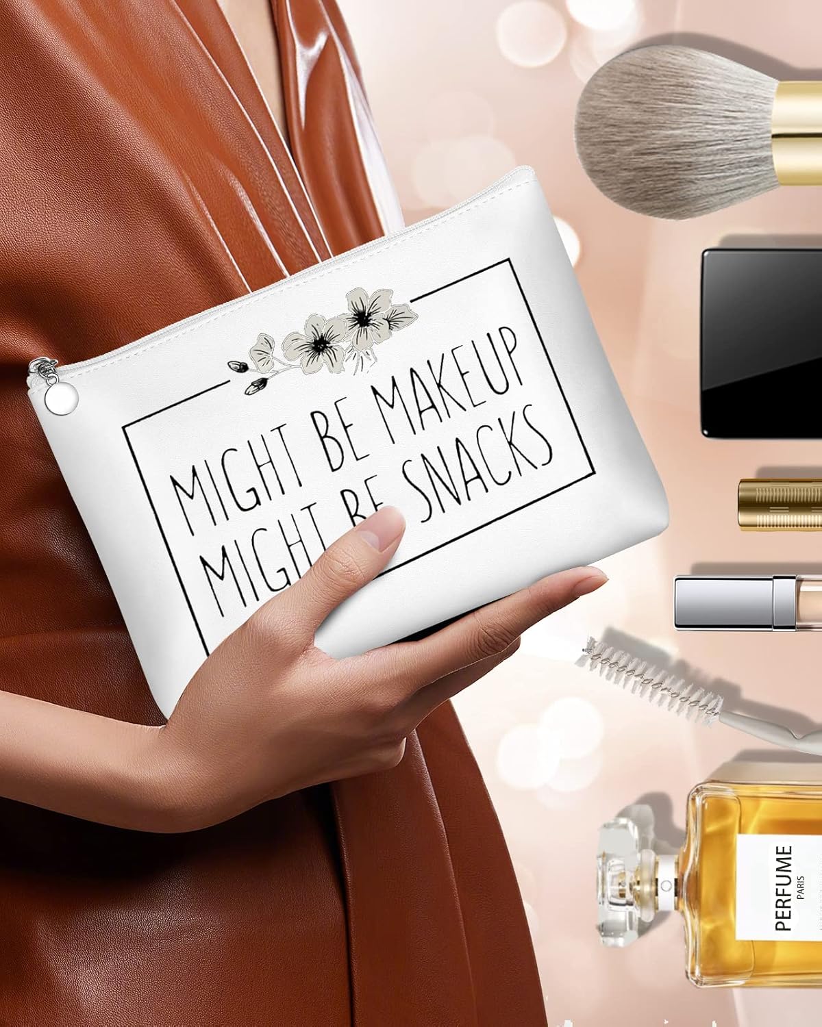 LISEVO Bolsa organizadora de maquillaje para regalos para hermanas, bolsa de cosméticos hecha a mano para mujer, 24Snacks, Fahion