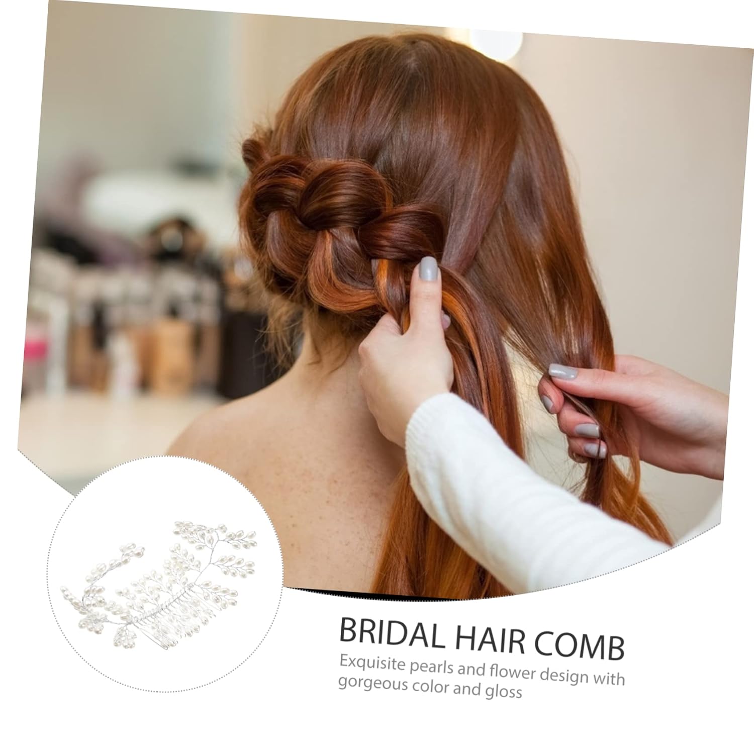 FRCOLOR Tocado de novia para boda, accesorios para el cabello blanco, accesorios para el cabello de perlas, accesorios para el cabello de boda,