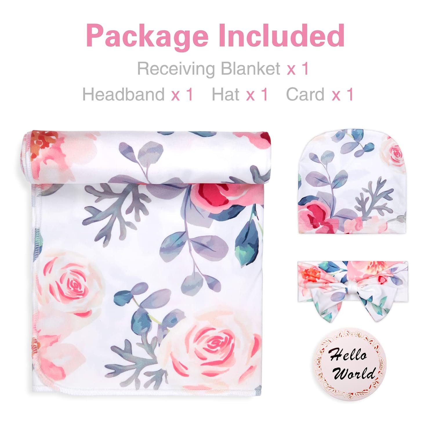 Manta para recién nacido, suave conjunto de gorro y diadema para bebé, manta elástica para recién nacido, regalo de baby shower para niñas y niños,