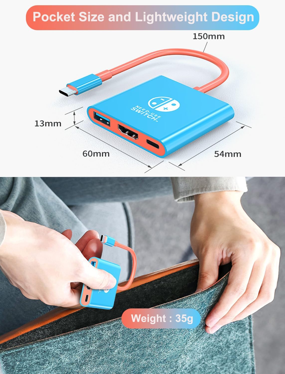 YLVOTER Adaptador de estación de acoplamiento para Nintendo Switch, estación de acoplamiento de TV portátil 3 en 1 de repuesto para Switch Dock