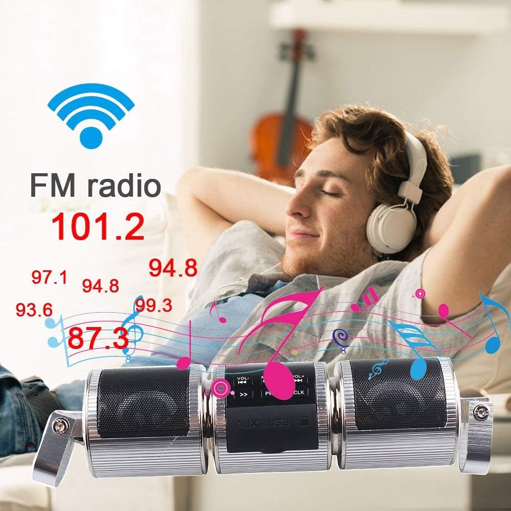 MASO Altavoces estéreo inalámbricos Bluetooth impermeables para motocicleta, montaje en manillar, reproductor de música MP3, sistema amplificador de