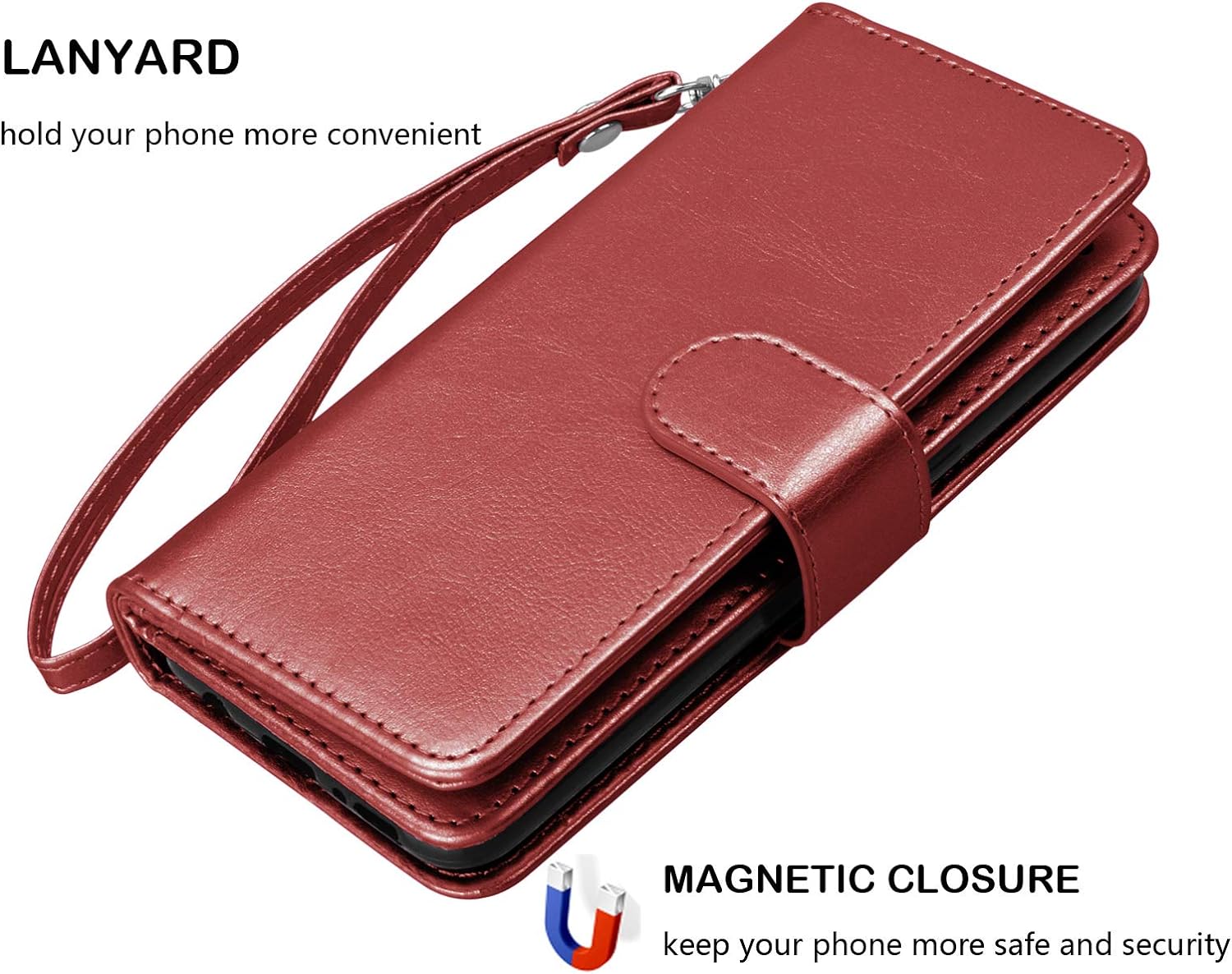 NJJEX Funda tipo cartera para iPhone 11 PRO Max 2019, para iPhone 11 PRO Max (6.5 pulgadas), 9 ranuras para tarjetas Funda de piel sintética para