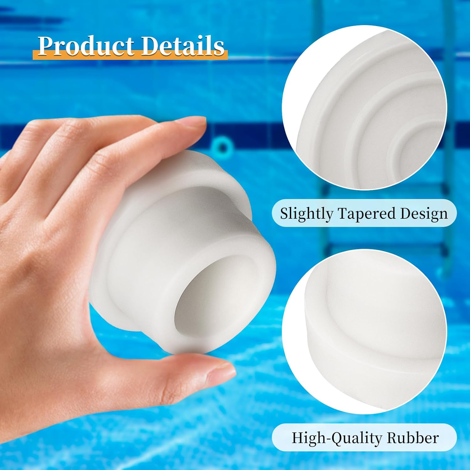 Escalera universal para piscina de 1.9 pulgadas, tubo estándar de escalera de piscina enterrada  Tapa de goma para parachoques interior tapón