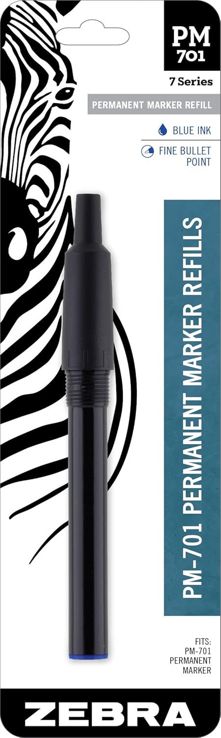 Zebra Pen PM-701 – Repuesto de marcador permanente de acero inoxidable, punta fina de bala, tinta azul, paquete de 1