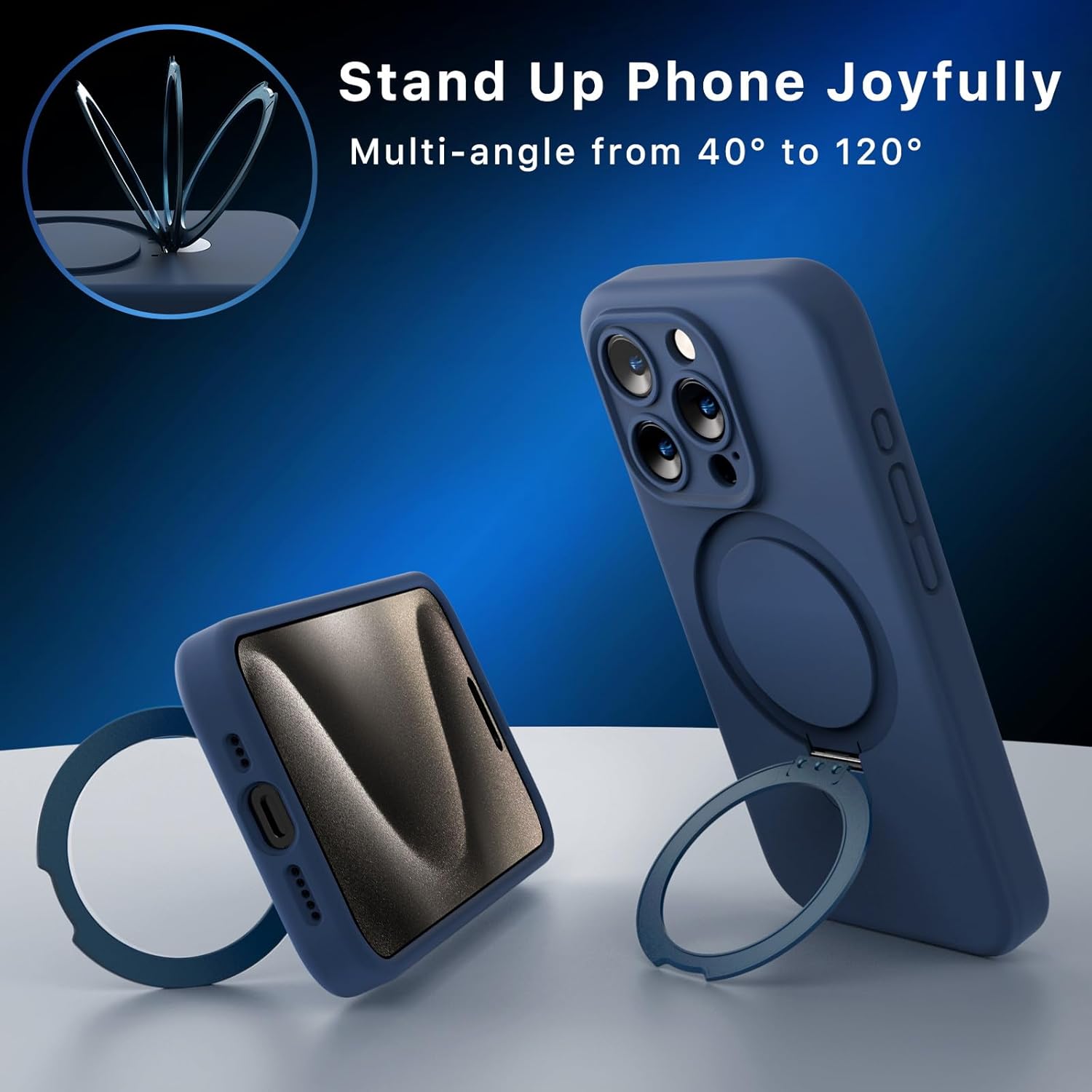 MYBAT PRO SleekFit Series – Funda para iPhone 15 Pro con soporte compatible con MagSafe, funda magnética de silicona líquida suave, forro de
