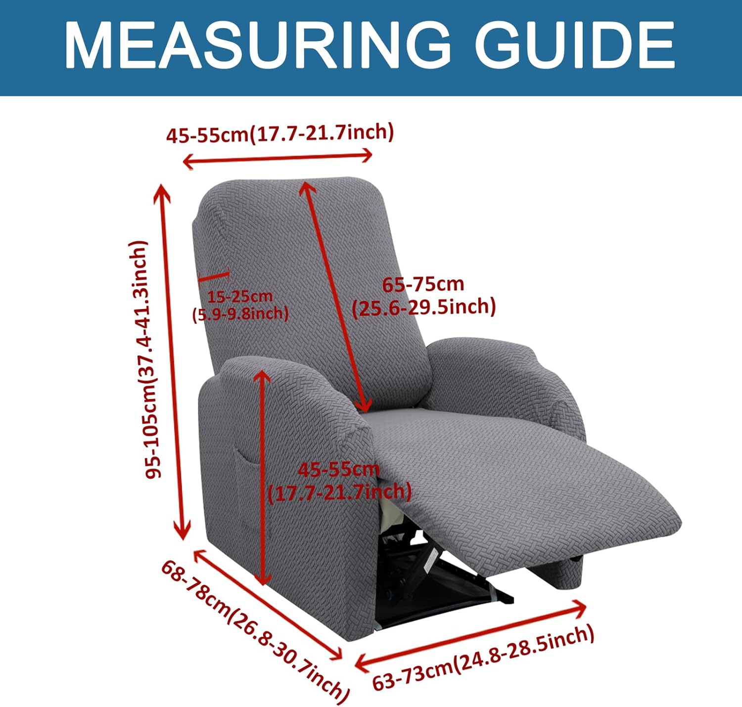 HAOYONG Funda para silla reclinable, 4 piezas, funda para sofá reclinable, funda de jacquard para 1 asiento, fundas para sofá reclinable Lazyboy,