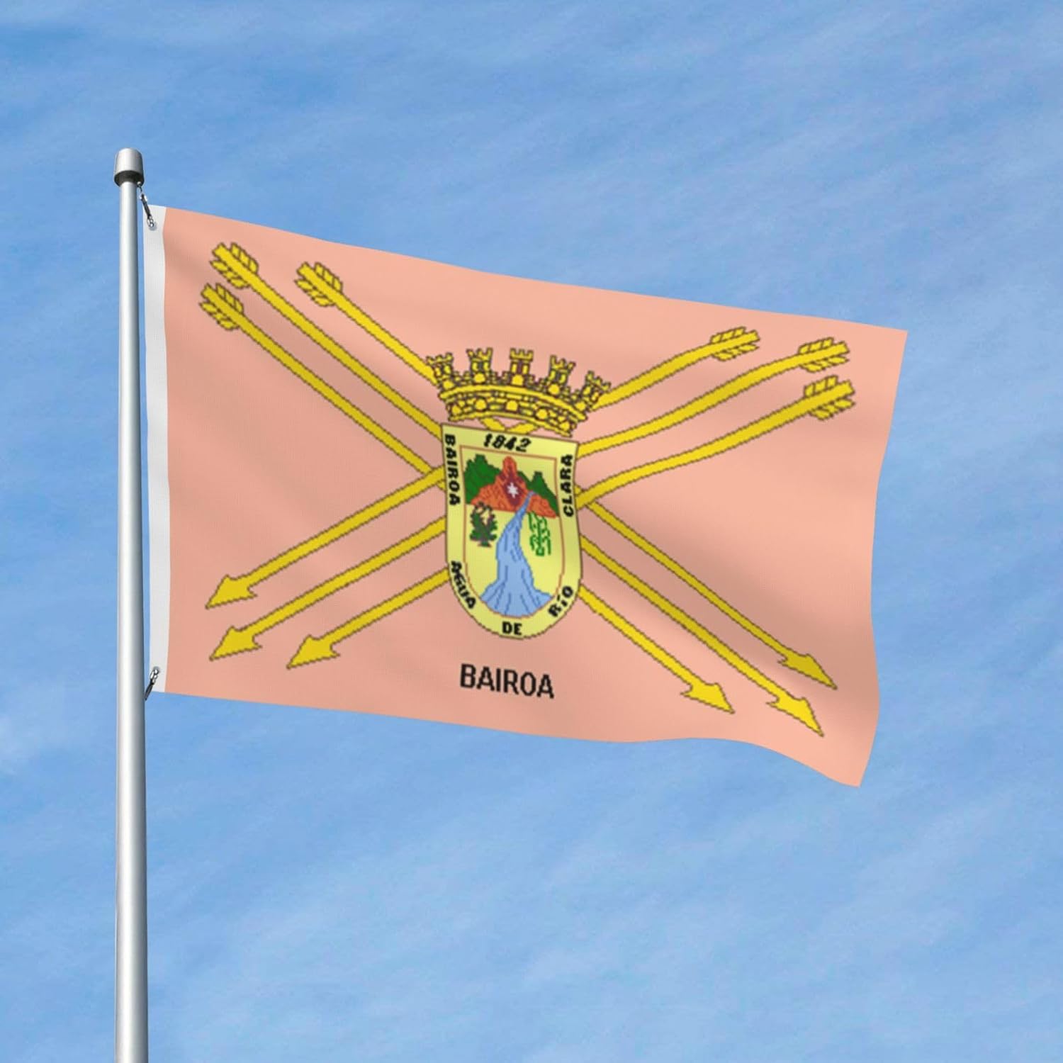 Bandera de Bairoa de doble cara (Caguas, Puerto Rico) de 3 x 5 pies, banderas para exteriores, banderas decorativas duraderas para interiores y