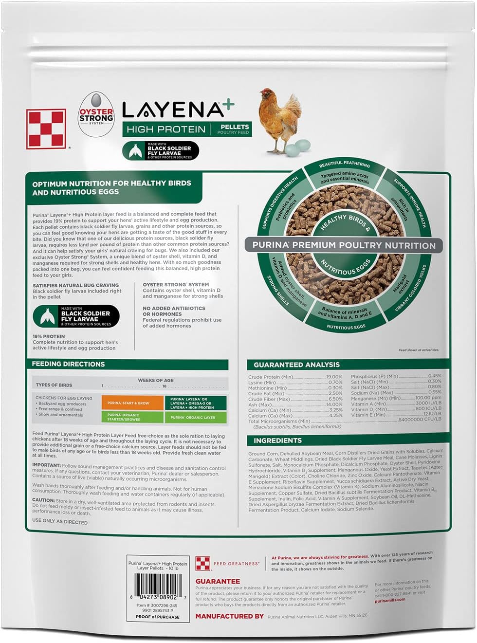 Purina Layena + Alimento de pollo con alto contenido de proteínas (10 libras)