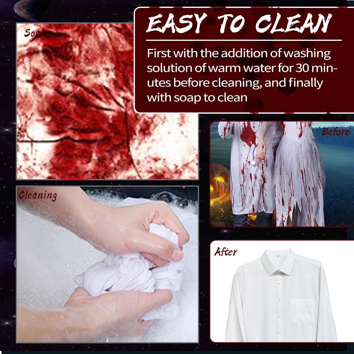 Spray de maquillaje de sangre falsa, paquete de 2 unidades, efectos realistas, sangre falsa lavable para heridas de cicatrices y ropa, sangre falsa