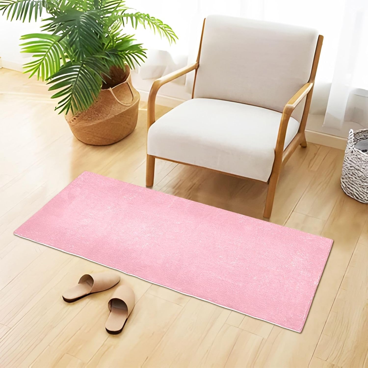 Joisal Shell – Alfombra de baño color rosa, lavable a máquina, alfombra trasera de goma absorbente, 39 x 20 pulgadas