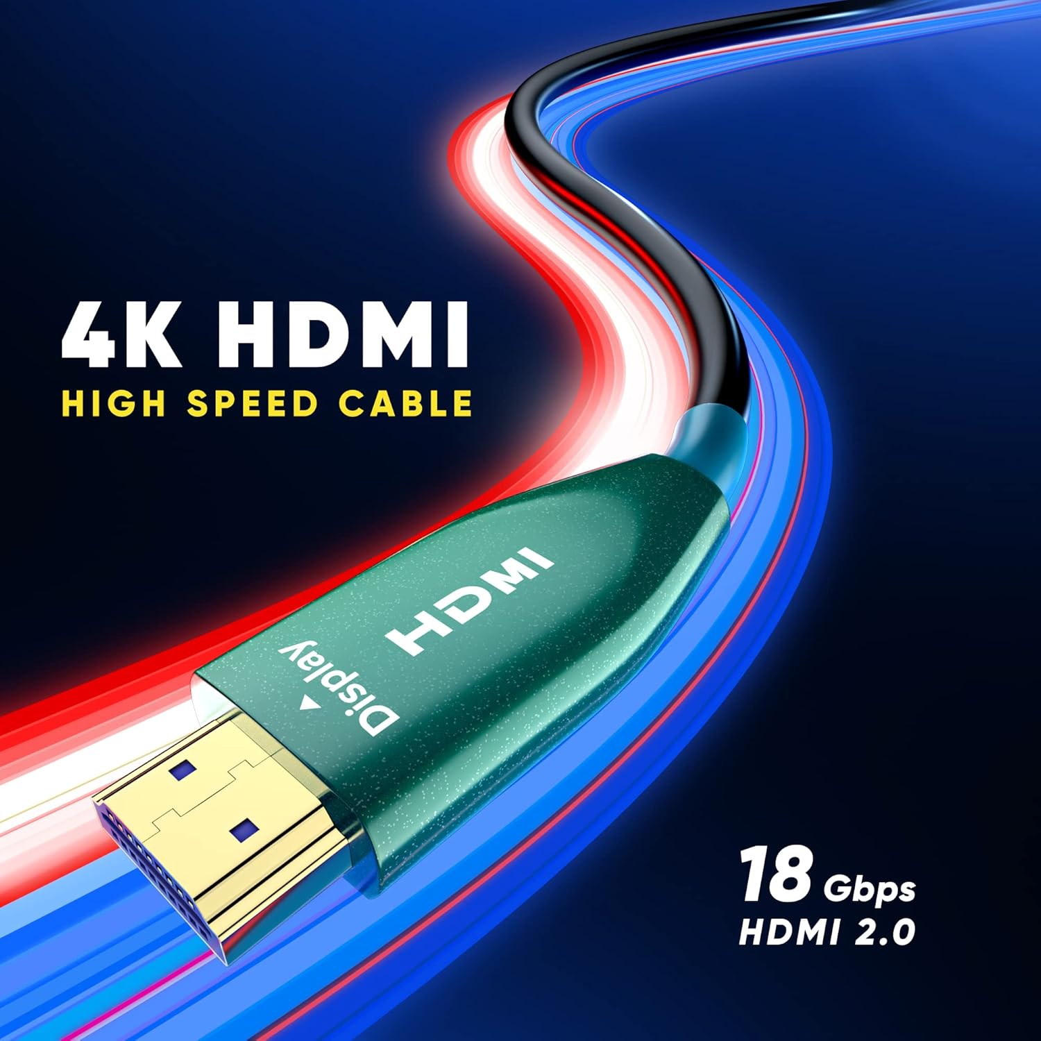 Maximm Cable HDMI 4K de fibra óptica de alta velocidad de 300 pies, 18 Gbps 4K60Hz, unidireccional 2160p, 1080p, HDCP 2.2, compatible con ARC 3D