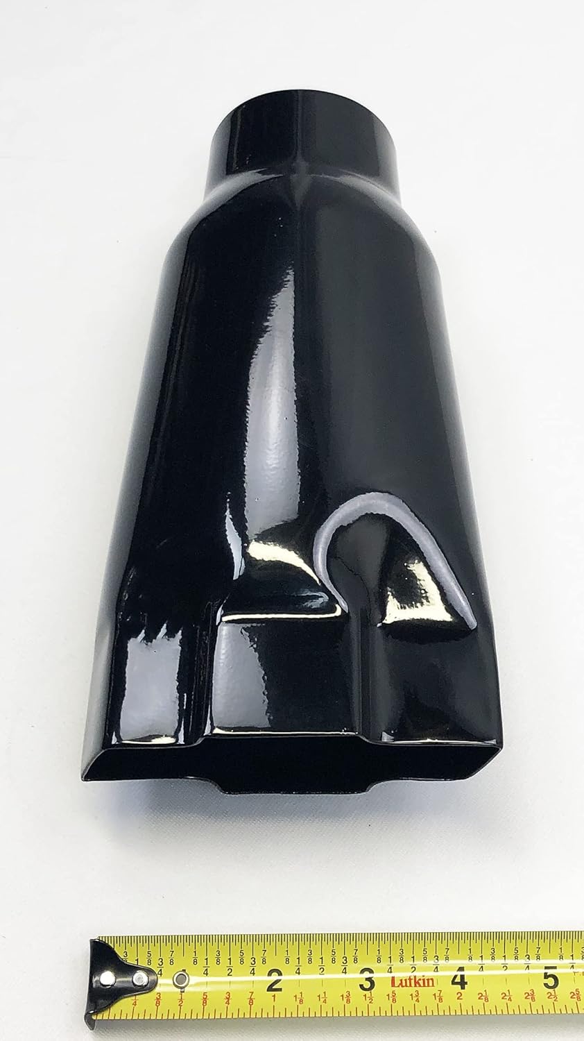 Punta de escape larga de 2.25 pulgadas, entrada 4.75 pulgadas, salida de 9.00 pulgadas de largo, Chevy Gloss Black Bowtie Stainless Wesdon Punta de